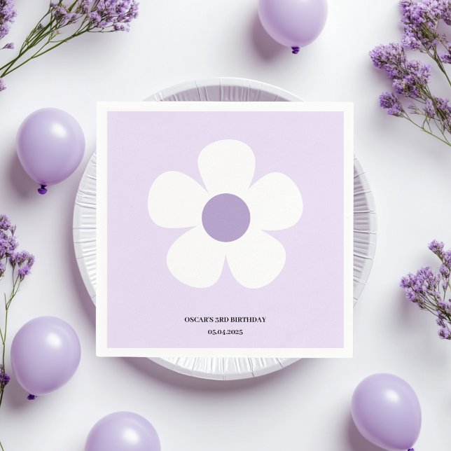 Purple Daisy Birthday | Floral Party Table  Napkins (Creator Uploaded)