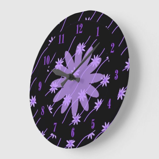 Purple Daisy Chain Floral Pattern Wall Clock | Zazzle