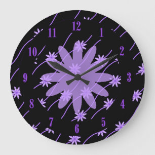 Purple Daisy Chain Floral Pattern Wall Clock