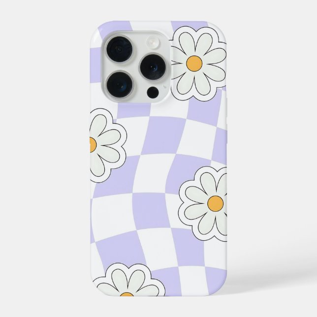Purple Daisy Checkered Phone Case (Back)