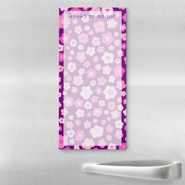 Purple Daisy Custom Grocery Shopping To-Do List Magnetic Notepad