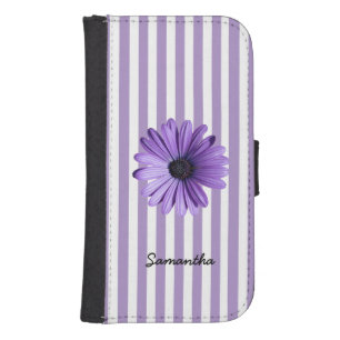Purple Daisy Custom Samsung Galaxy S4 Wallet Case