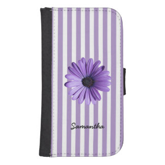 Purple Daisy Custom Samsung Galaxy S4 Wallet Case