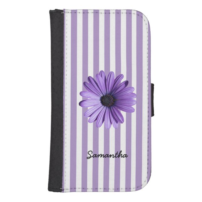 Purple Daisy Custom Samsung Galaxy S4 Wallet Case (Front)