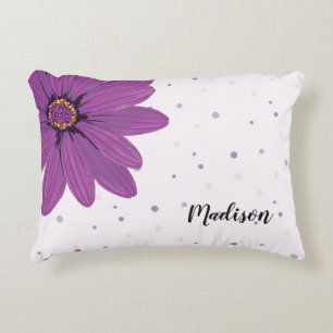 Purple Daisy & Dots Personalized Accent Pillow