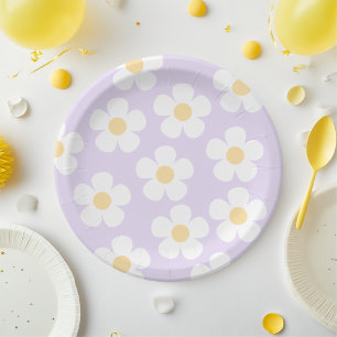 Purple Daisy Floral Birthday Elegant Paper Plates