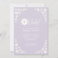 Purple Daisy Floral Boho Baby Shower Invitation