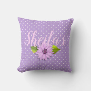 Purple Daisy Floral Custom Throw Pillow
