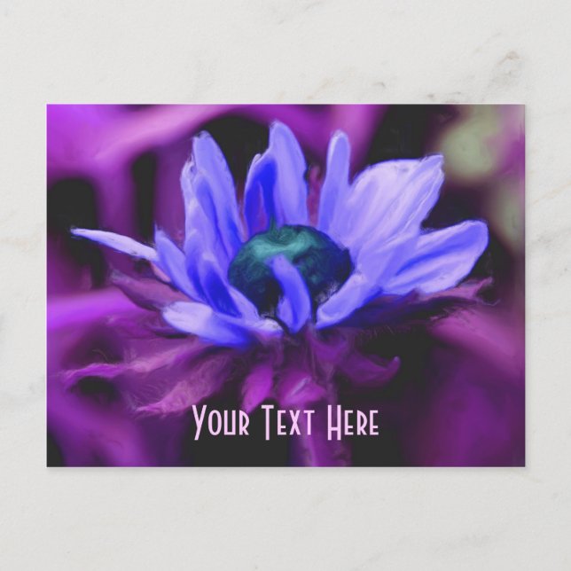 Purple Daisy Floral Customizable Postcard (Front)