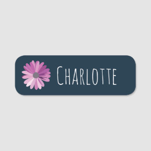 Purple Daisy Floral Name Tag