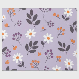 Purple Daisy Floral Pattern - Seamless Botanical Wrapping Paper