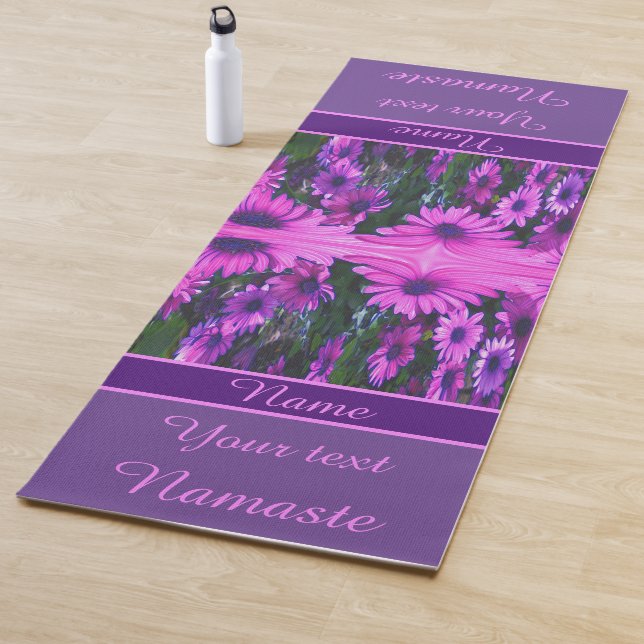 Purple Daisy Flower Abstract Art Personalized  Yoga Mat (In Situ)