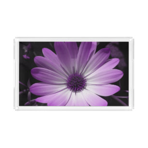 Purple Daisy Flower Acrylic Serving Tray