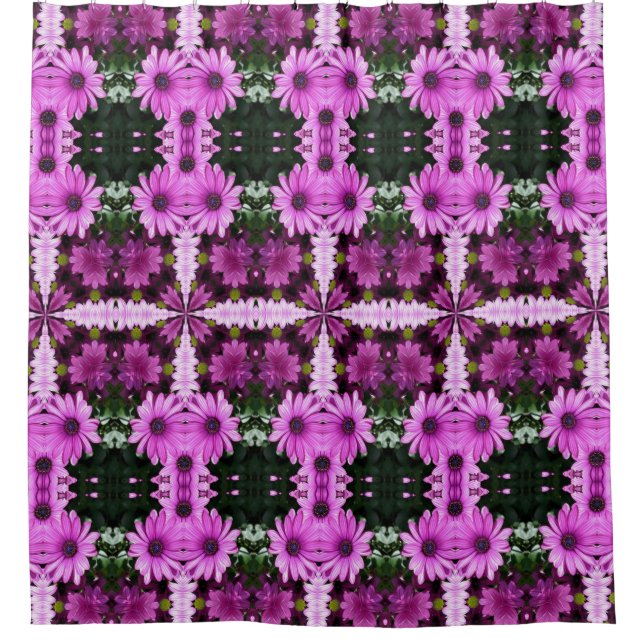 Purple Daisy Flower Art Pattern  Shower Curtain (Front)