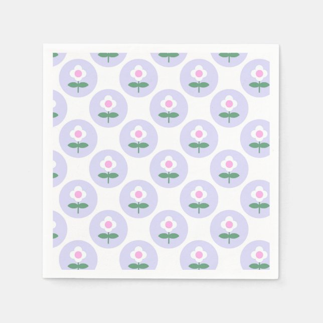 Purple Daisy Flower Baby Shower in Bloom Party Napkins (Front)