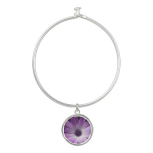 Purple Daisy Flower Bangle Bracelet