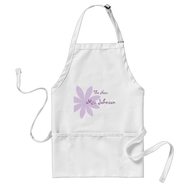 Purple Daisy Flower Bridal Adult Apron (Front)