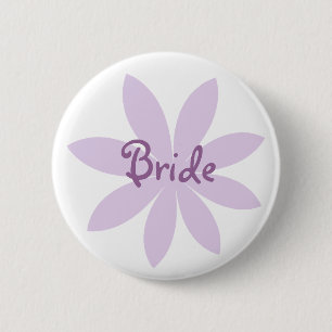 Purple Daisy Flower Bride Pinback Button