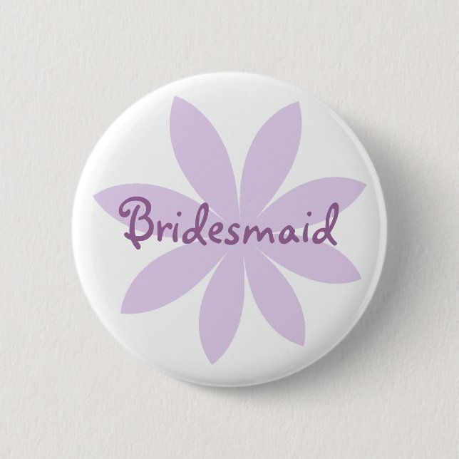 Purple Daisy Flower Bridesmaid Pinback Button (Front)