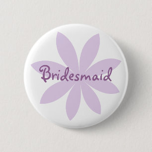 Purple Daisy Flower Bridesmaid Pinback Button
