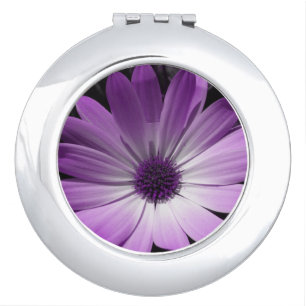 Purple Daisy Flower Compact Mirror
