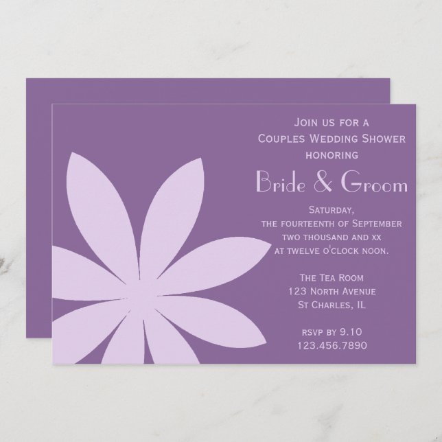 Purple Daisy Flower Couples Wedding Shower Invitation (Front/Back)