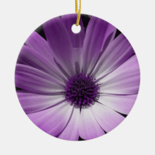 Purple Daisy Flower Custom Birthday Ceramic Ornament