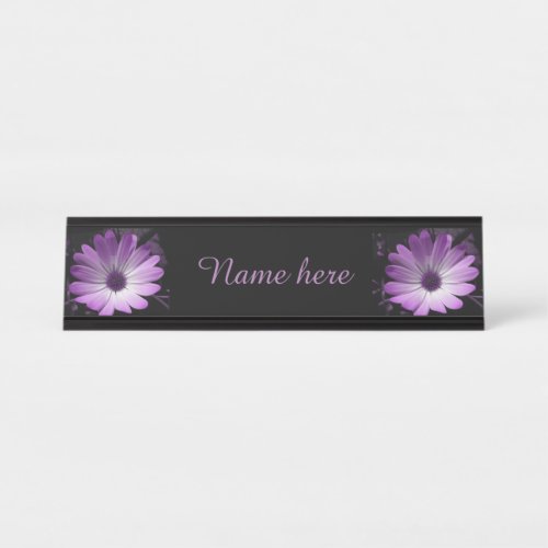 Purple Daisy Flower Custom Desk Sign