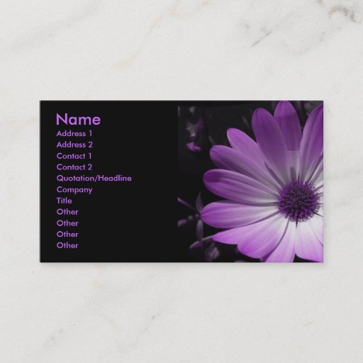 Customizable Purple Daisy Flower Customizable Business Card