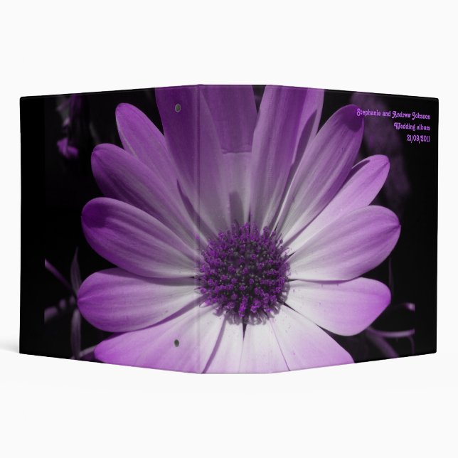 Purple Daisy Flower Customizable Wedding Album Binder (Background)