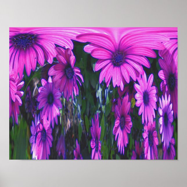 Purple Daisy Flower Fantasy Floral Abstract Art  Poster (Front)