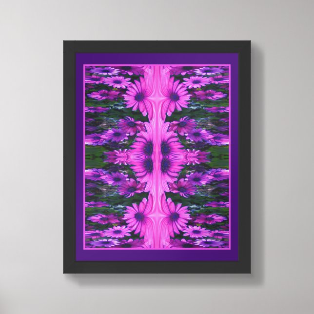 Purple Daisy Flower Fantasy Floral Abstract  Framed Art (Framed Front)