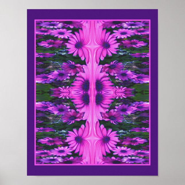 Purple Daisy Flower Fantasy Floral Abstract  Poster (Front)