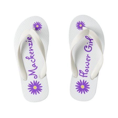 Purple Daisy Flower Girl Kid's Flip Flops