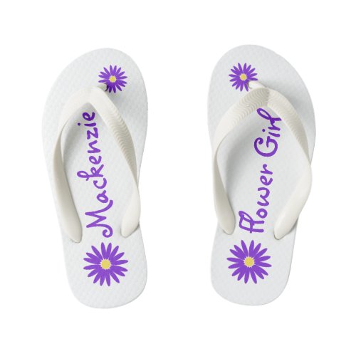 Purple Daisy Flower Girl Kids Flip Flops