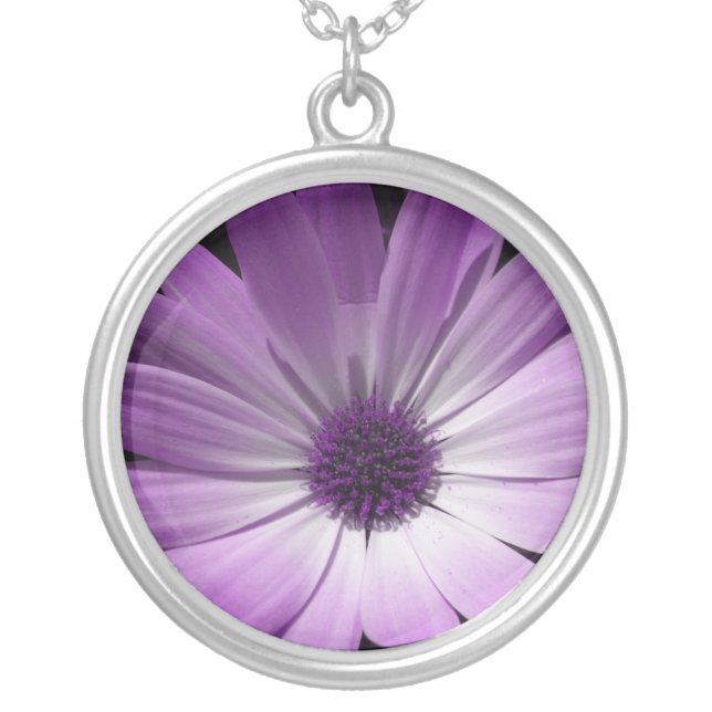 Purple Daisy Flower Necklace (Front)