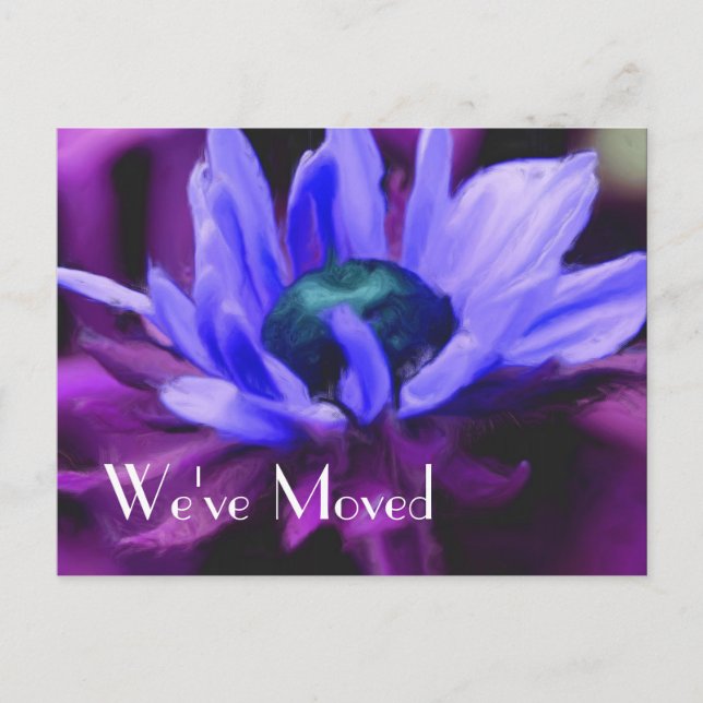 Purple Daisy Flower New Address Announcement Postcard (Front)