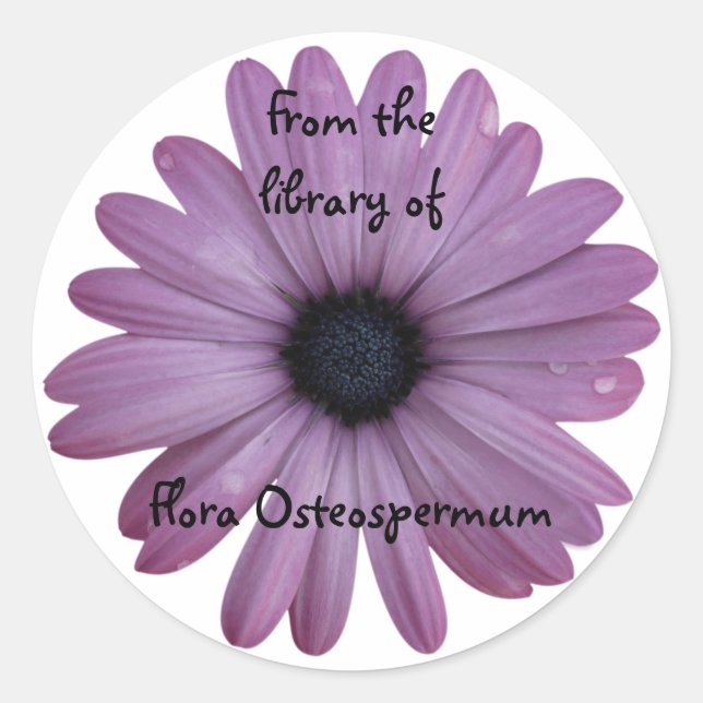 Purple Daisy Flower Osteospermum Custom Bookplate (Front)
