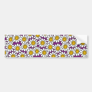 Purple Daisy Flower Pattern Bumper Sticker