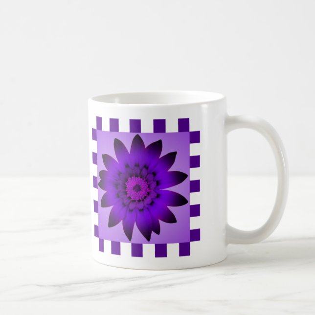 Purple Daisy Flower, Pattern Stripes - Mug (Right)