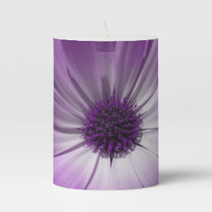 Purple Daisy Flower Pillar Candle