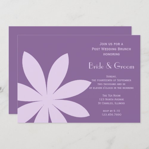 Purple Daisy Flower Post Wedding Brunch Invitation