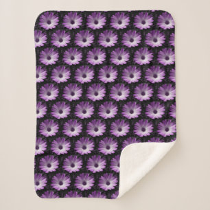 Purple Daisy Flower Sherpa Blanket
