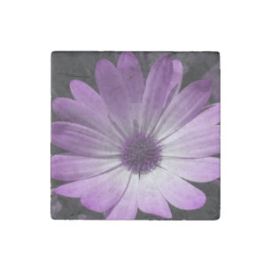 Purple Daisy Flower Stone Magnet