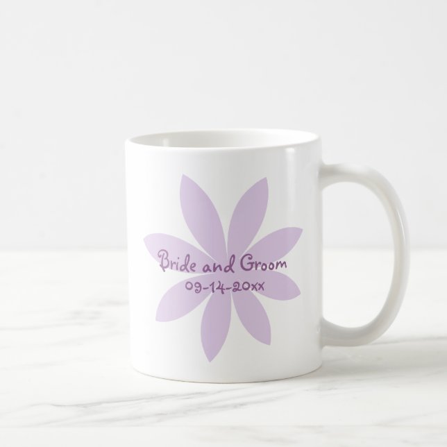 Purple Daisy Flower Wedding Coffee Mug (Right)