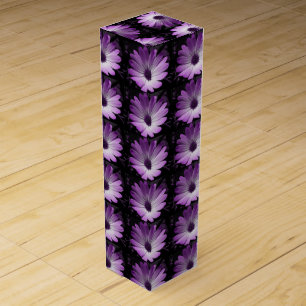 Purple Daisy Flower Wine Gift Box