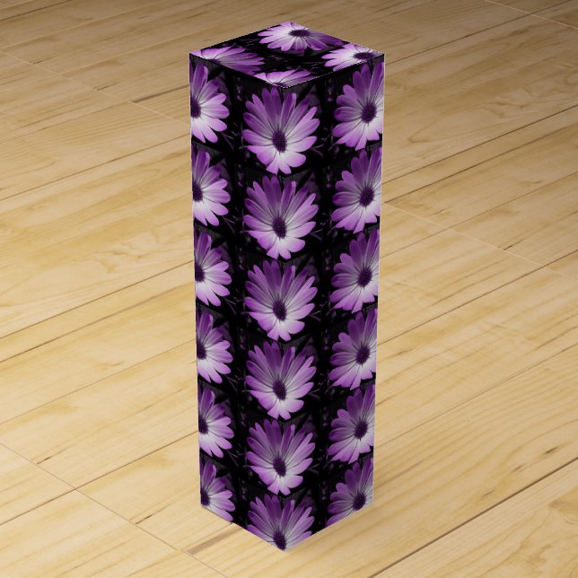 Purple Daisy Flower Wine Gift Box (Front)