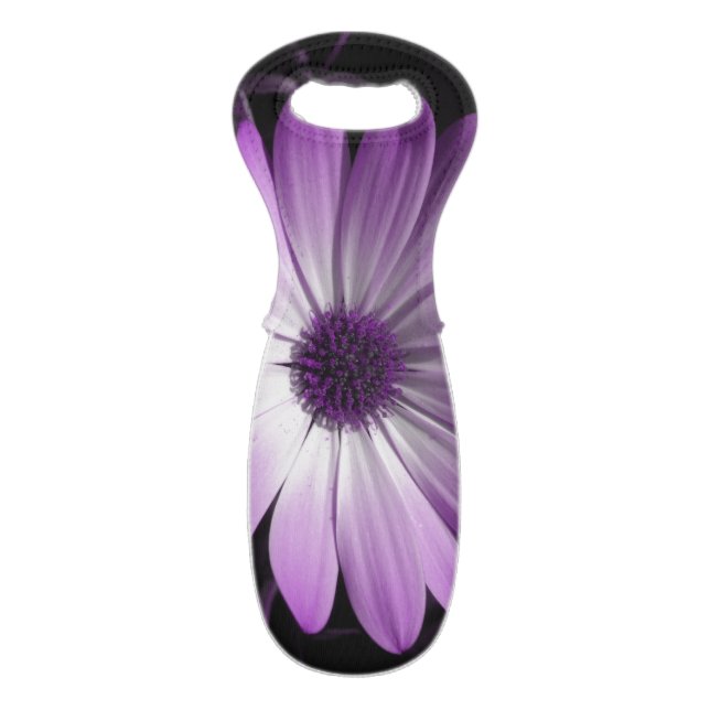 Purple Daisy Flower Wine Tote (Front Flat)