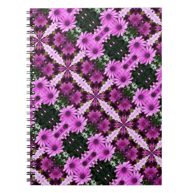 Purple Daisy Flowers Abstract Art Notebook (Front)