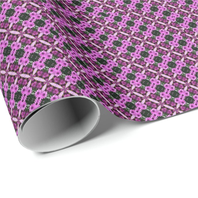 Purple Daisy Flowers Abstract Design   Wrapping Paper (Roll Corner)